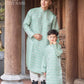 Men and Boy Mint Green Gam Square Ao Dai Top 63E