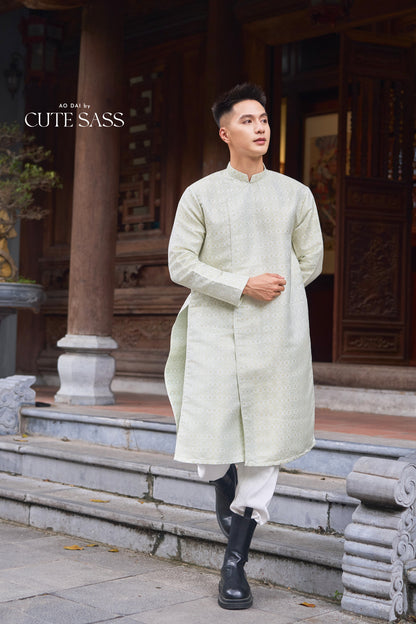 Men and Boy Cream Gam Square Ao Dai Top 46D