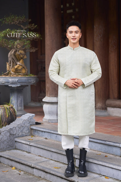 Men and Boy Cream Gam Square Ao Dai Top 46D