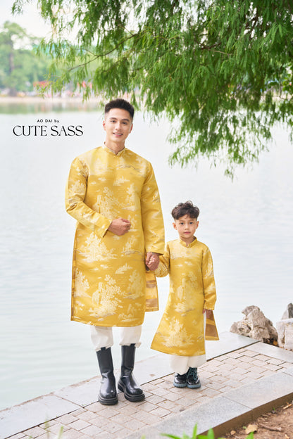 Men and Boy Yellow Mountain Matching Ao Dai 34C
