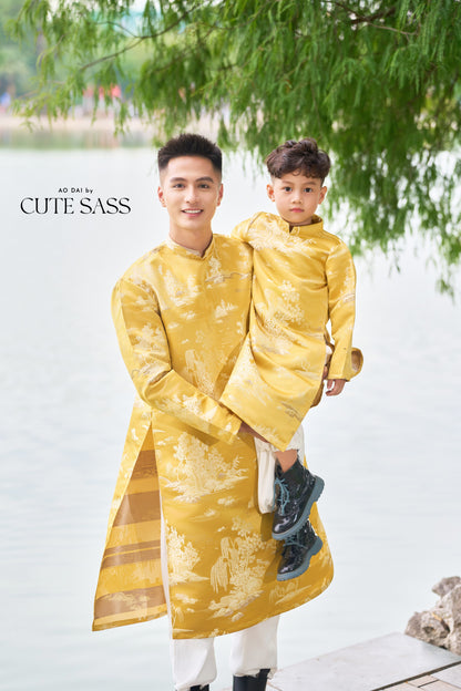 Men and Boy Yellow Mountain Matching Ao Dai 34C