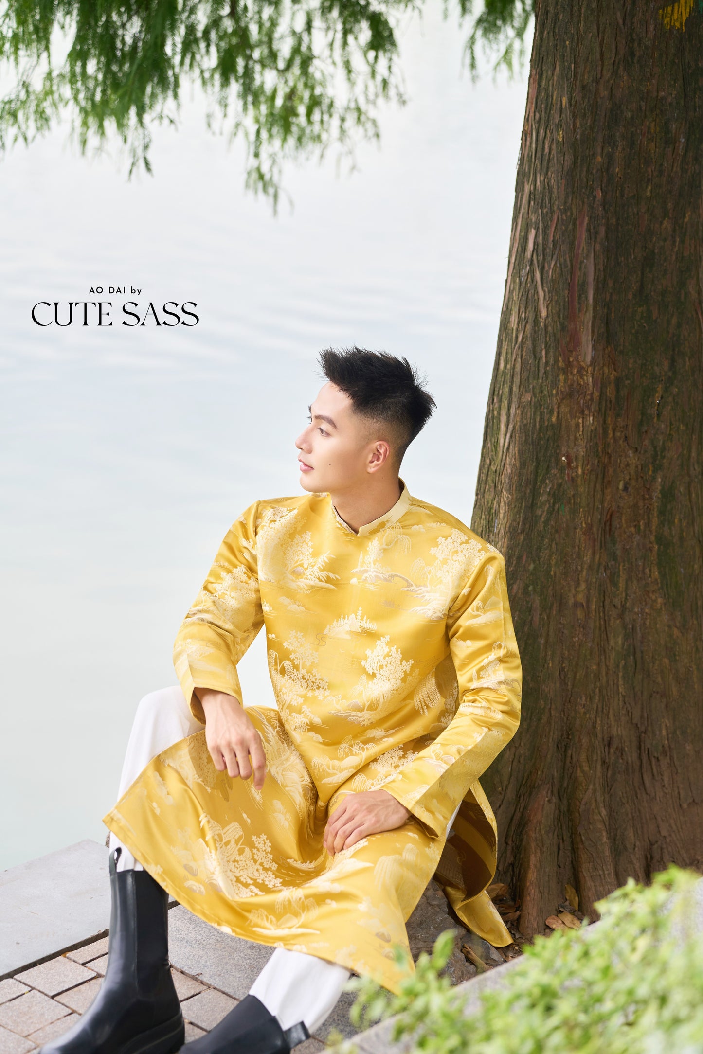 Men and Boy Yellow Mountain Matching Ao Dai 61A