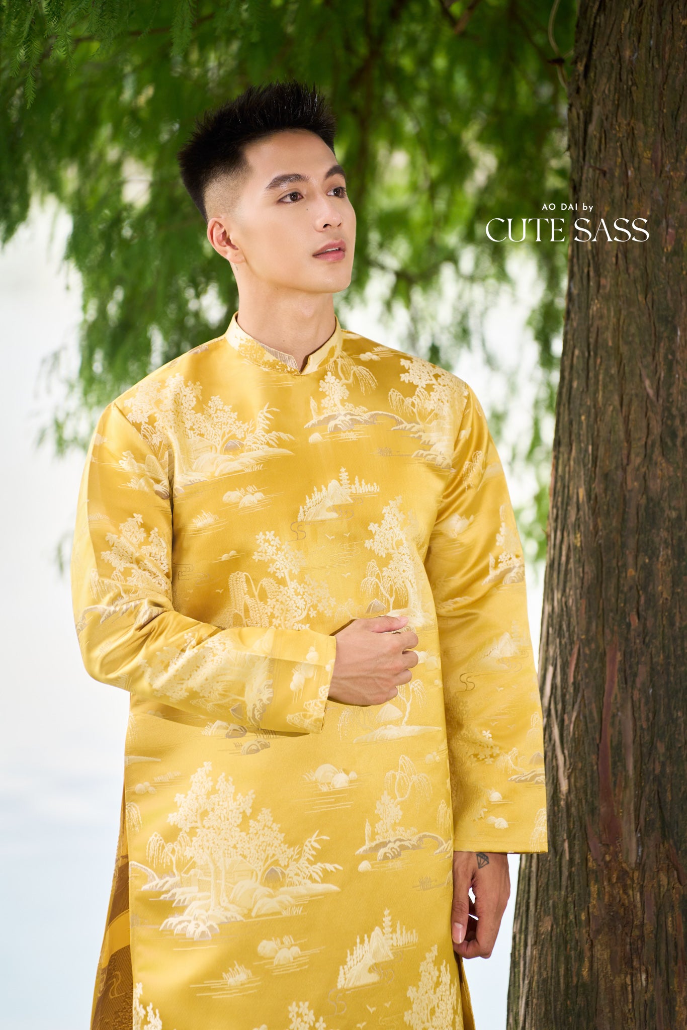 Men and Boy Yellow Mountain Matching Ao Dai 61A