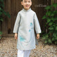 Gia Hòa - Family Gray/White Embroidery Lotus Ao Dai Set