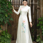 Gia Hòa - Family Gray/White Embroidery Lotus Ao Dai Set
