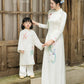 Gia Hòa - Family Gray/White Embroidery Lotus Ao Dai Set