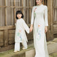 Gia Hòa - Family Gray/White Embroidery Lotus Ao Dai Set