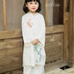 Gia Hòa - Family Gray/White Embroidery Lotus Ao Dai Set
