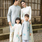Gia Hòa - Family Gray/White Embroidery Lotus Ao Dai Set