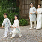 Gia Hòa - Family Gray/White Embroidery Lotus Ao Dai Set