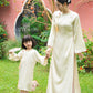 Gia Hòa - Mom and Daughter Cream with Hibiscus Flower Pin Ao Dai Set