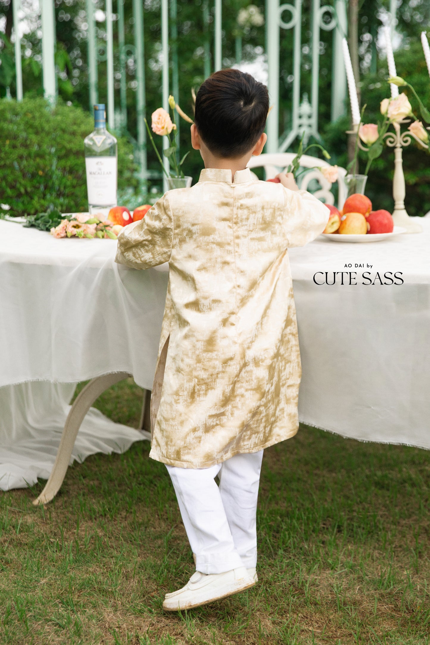 Gia Hòa - Family Pink/Cream Ribbon Phoenix Ao Dai Set