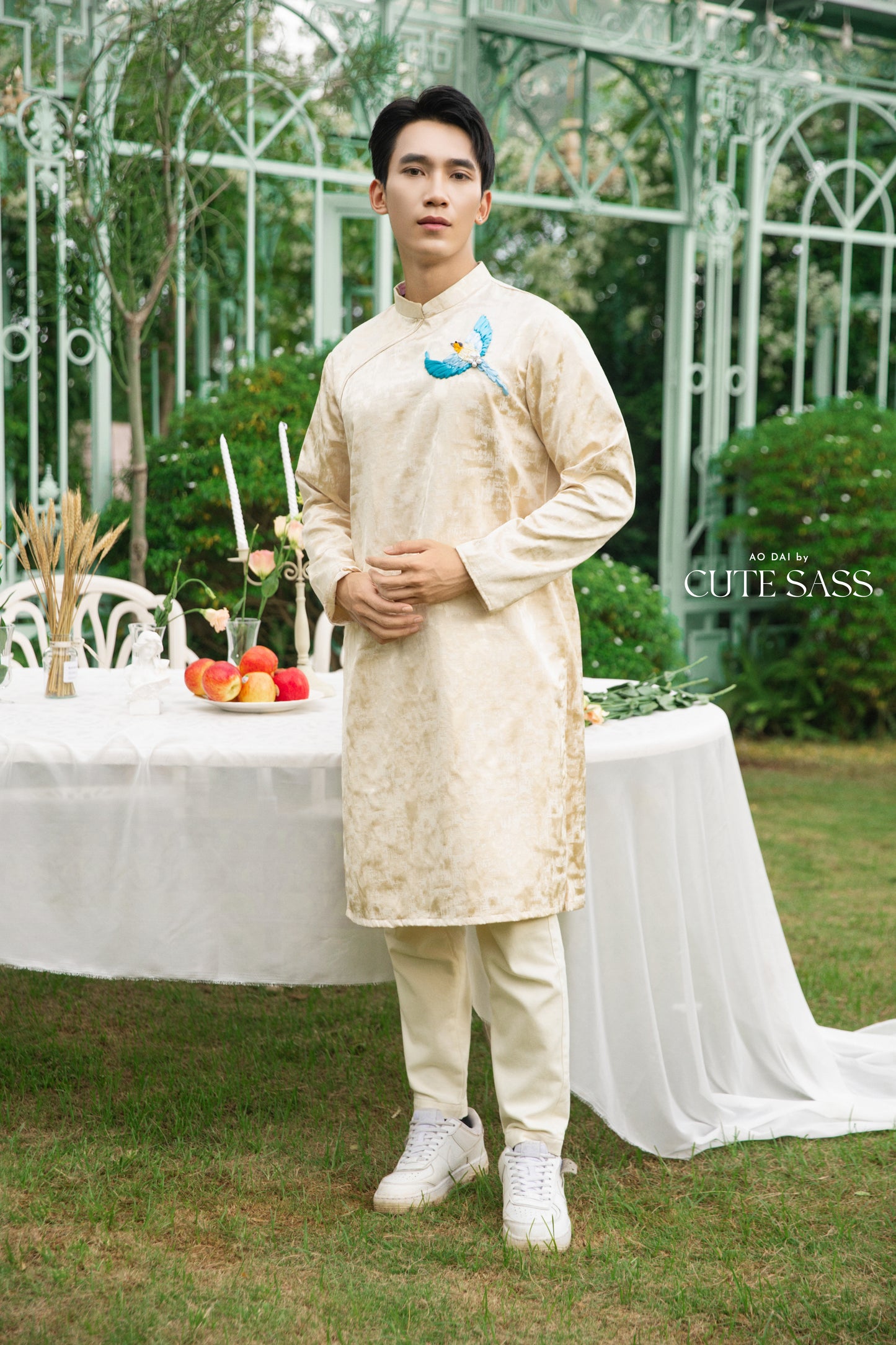 Gia Hòa - Family Pink/Cream Ribbon Phoenix Ao Dai Set