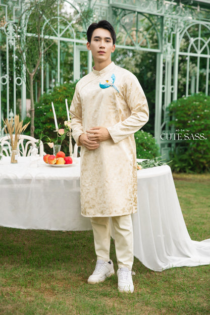 Gia Hòa - Family Pink/Cream Ribbon Phoenix Ao Dai Set 55-56A