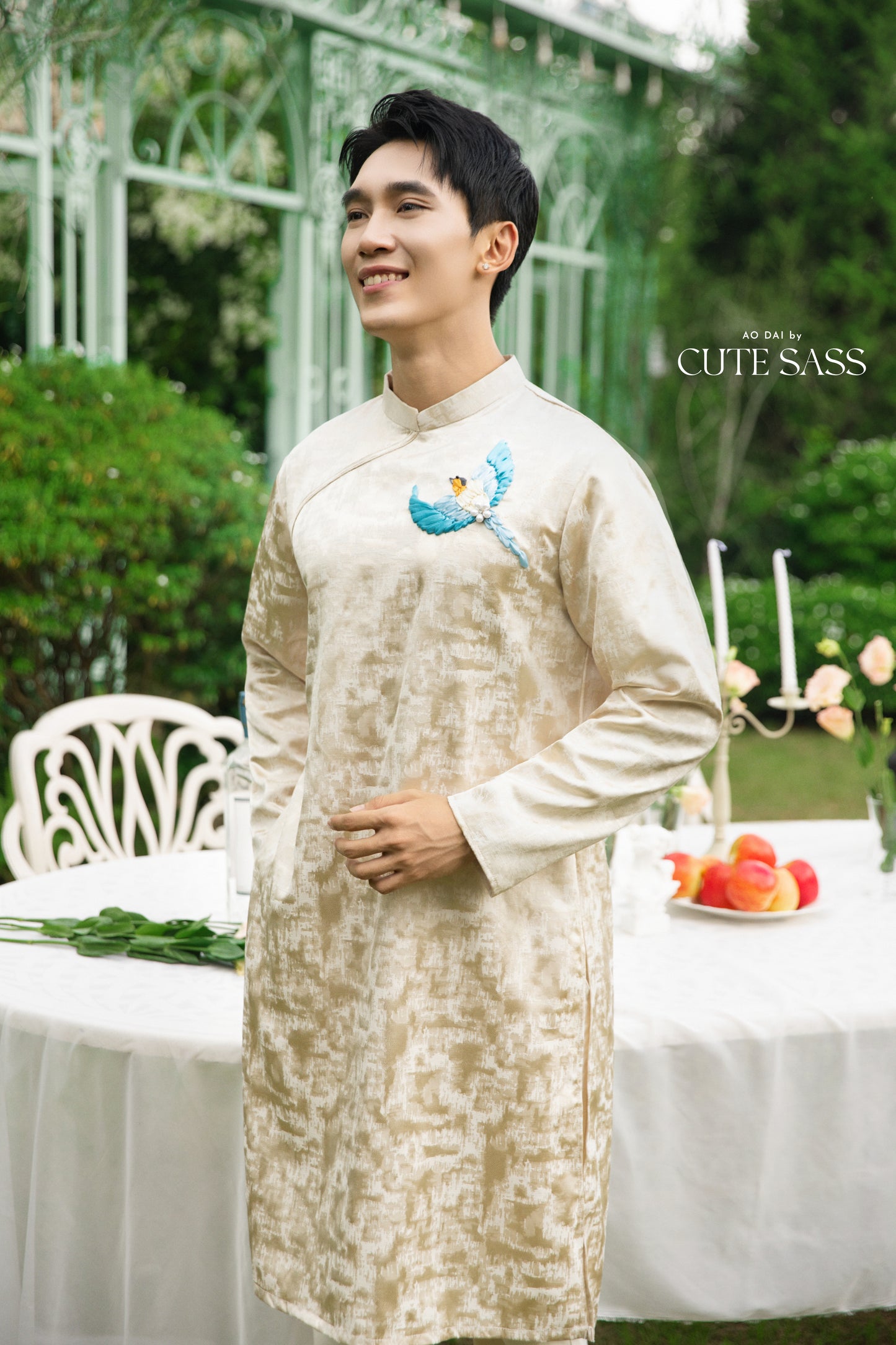 Gia Hòa - Family Pink/Cream Ribbon Phoenix Ao Dai Set