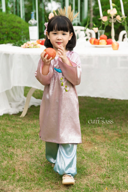 Gia Hòa - Family Pink/Cream Ribbon Phoenix Ao Dai Set 55-56A