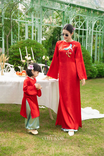 Gia Hòa - Family Red Ribbon Phoenix Ao Dai Set 52A