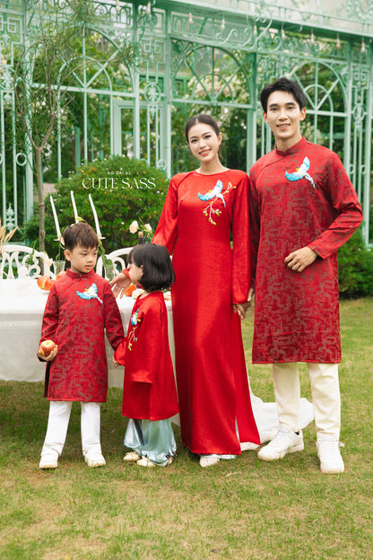 Gia Hòa - Family Red Ribbon Phoenix Ao Dai Set 52A