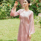 Gia Hòa - Mom and Daughter Pink with Hibiscus Flower Pin Ao Dai Set