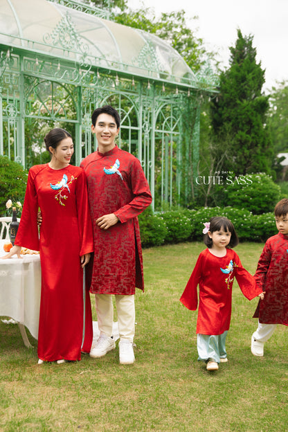 Gia Hòa - Family Red Ribbon Phoenix Ao Dai Set 52A