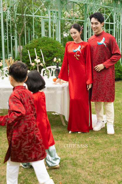 Gia Hòa - Family Red Ribbon Phoenix Ao Dai Set 52A