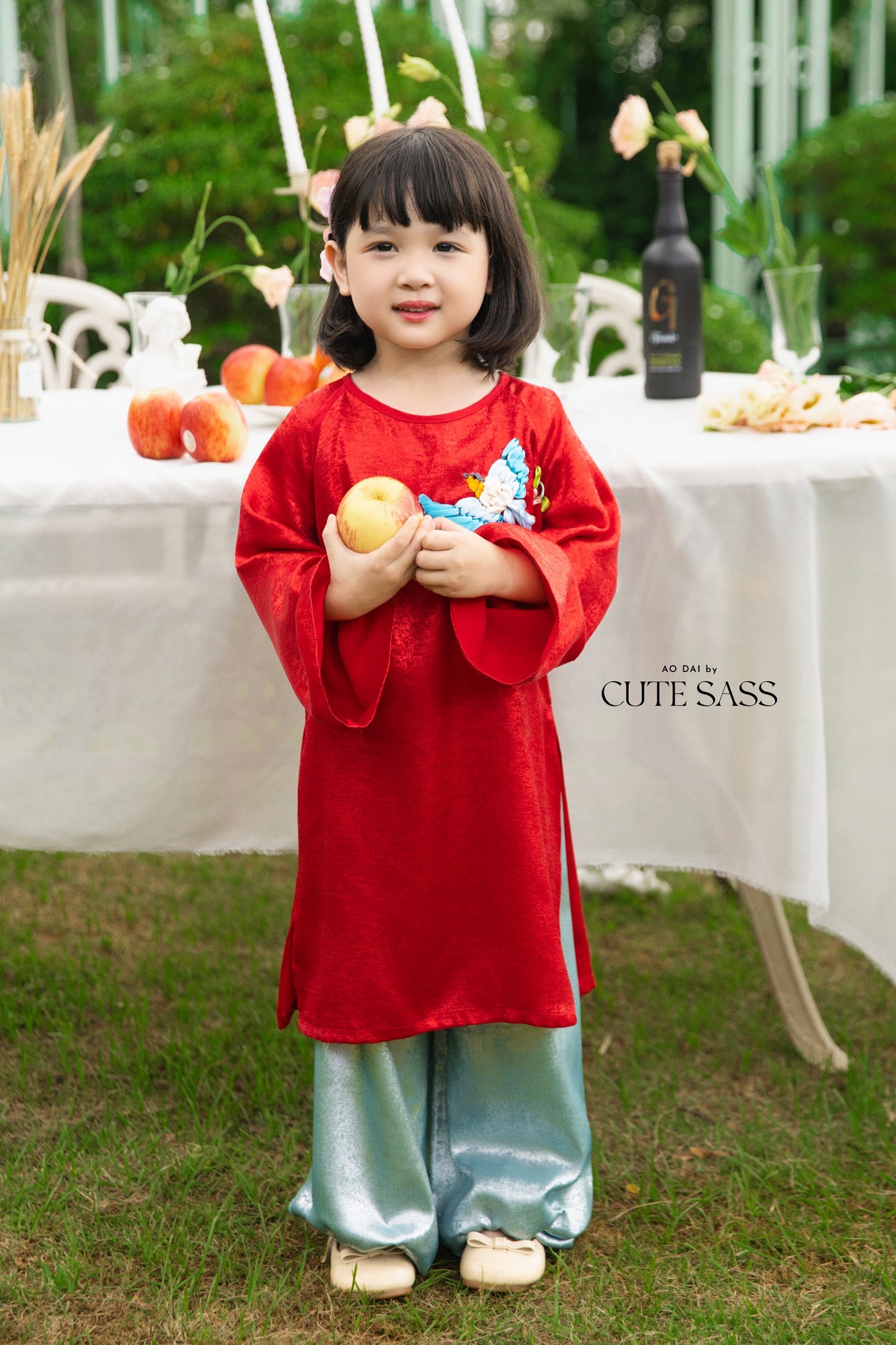 Gia Hòa - Family Red Ribbon Phoenix Ao Dai Set