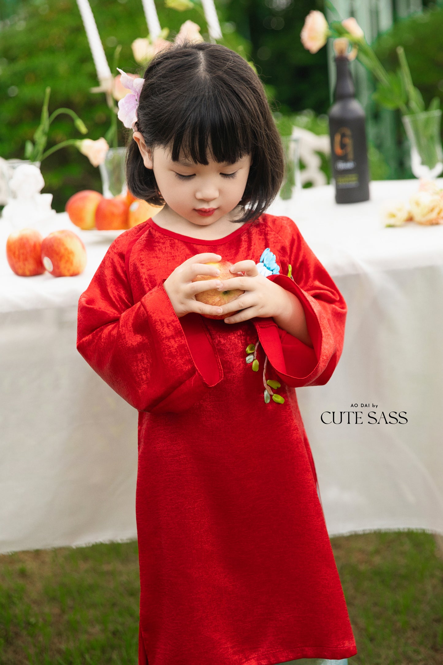 Gia Hòa - Family Red Ribbon Phoenix Ao Dai Set