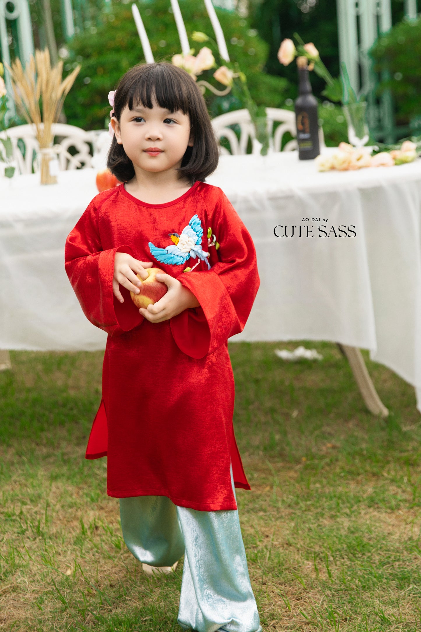 Gia Hòa - Family Red Ribbon Phoenix Ao Dai Set