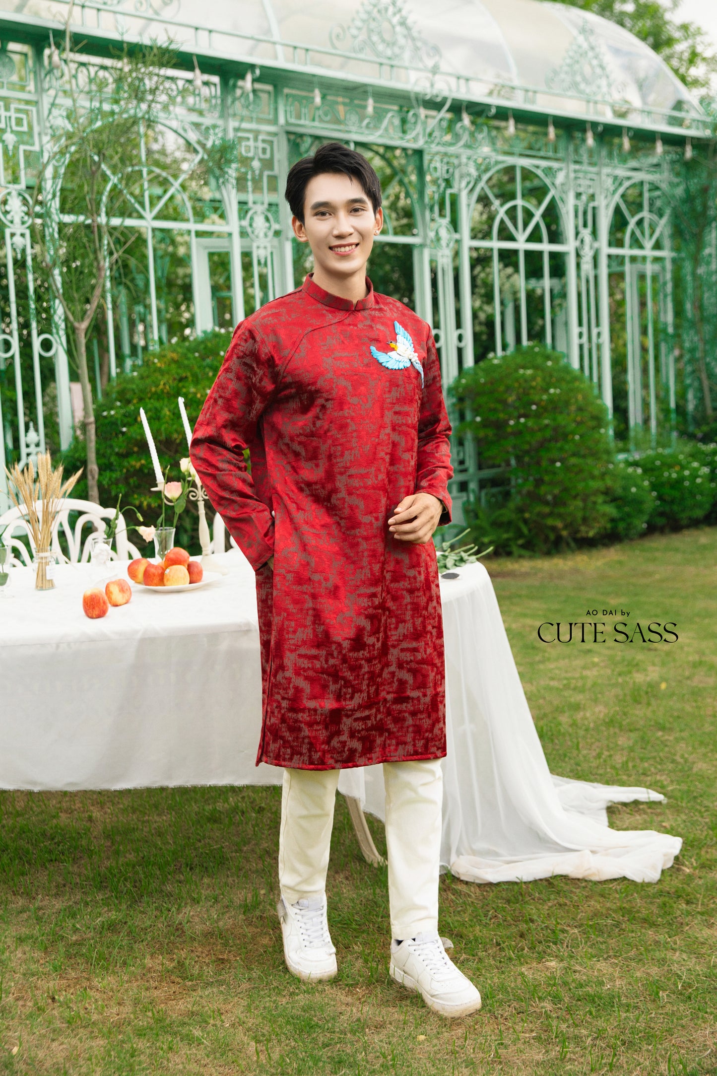 Gia Hòa - Family Red Ribbon Phoenix Ao Dai Set