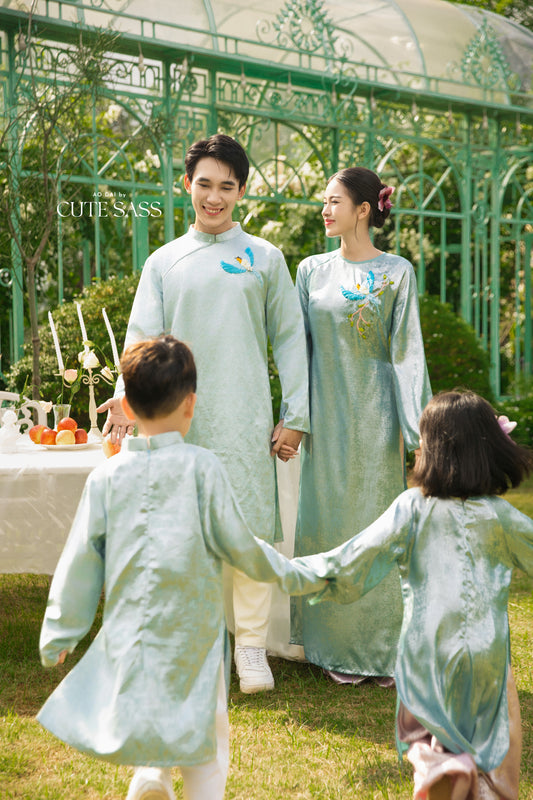 Gia Hòa - Family Blue Ribbon Phoenix Ao Dai Set