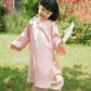 Gia Hòa - Mom and Daughter Pink with Hibiscus Flower Pin Ao Dai Set