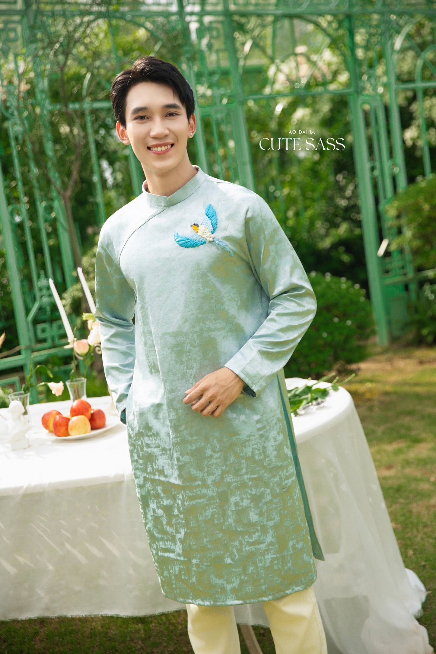 Gia Hòa - Family Blue Ribbon Phoenix Ao Dai Set