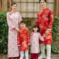 Gia Hòa - Family Pink/Red Bamboo Printed Ao Dai Set
