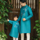 Gia Hòa - Men and Boy Turquoise Robin Bird Ao Dai Set