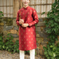 Gia Hòa - Dad and Boy Red Ao Dai with Gold Pattern Top, No Tassel 62C