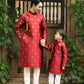 Gia Hòa - Dad and Boy Red Ao Dai with Gold Pattern Top, No Tassel 62C