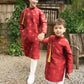 Gia Hòa - Dad and Boy Red Ao Dai with Gold Pattern Top, No Tassel 62C