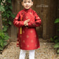 Gia Hòa - Dad and Boy Red Ao Dai with Gold Pattern Top, No Tassel 62C