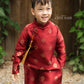 Gia Hòa - Dad and Boy Red Ao Dai with Gold Pattern Top, No Tassel 62C