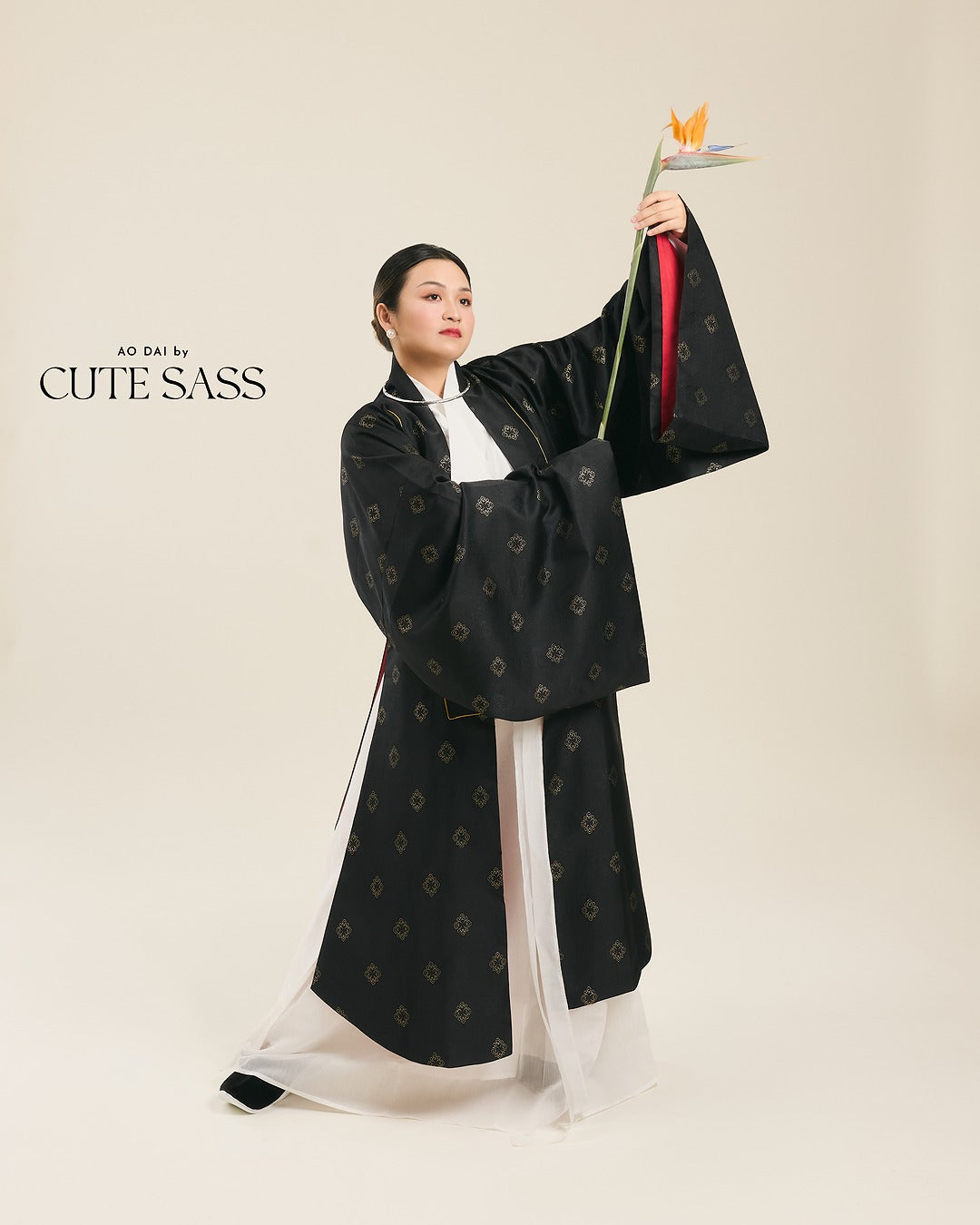 Ao Doi Kham Black - Parallel-Flapped Jacket