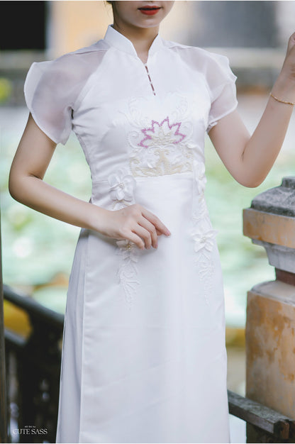 White Sparkle Formal Ao Dai Set AoDaibyCuteSass