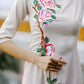 Cream Silk Embroidery Ao Dai Set