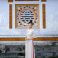 Cream Silk Embroidery Ao Dai Set