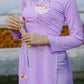 Purple Silk Embroidery Ao Dai Set