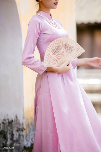 Nude Pink Hai Da Silk Plain Ao Dai Set 18A AoDaibyCuteSass