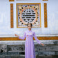 Purple Silk Embroidery Ao Dai Set