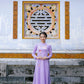 Purple Silk Embroidery Ao Dai Set