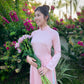 Light Pink Ngoc Trai Silk Pearl Ao Dai Set 32A