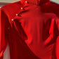 Red/Cream Ngoc Trai Silk Pearl Ao Dai Top Only, NO PANTS 32A AoDaibyCuteSass