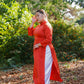 Orange Red Ngoc Trai Silk Pearl Ao Dai Set